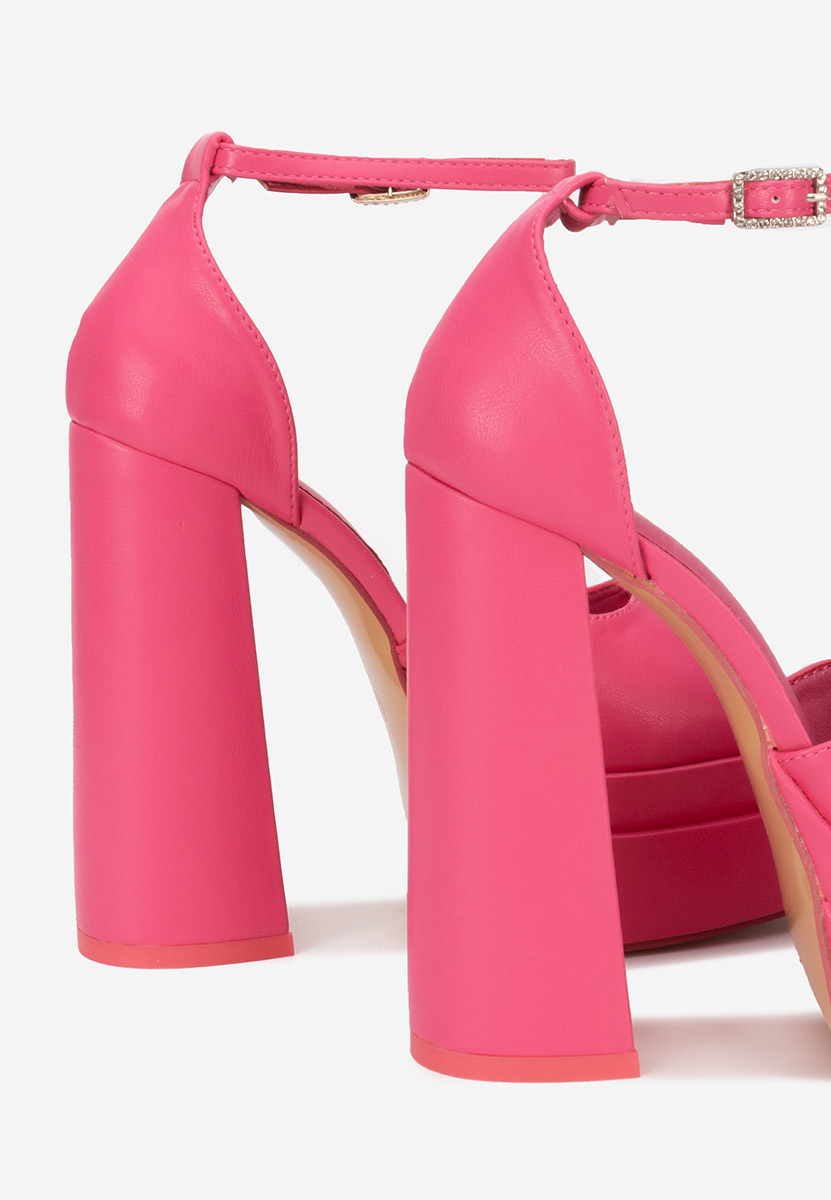 Sandale cu toc gros si platforma Riza V2 fucsia