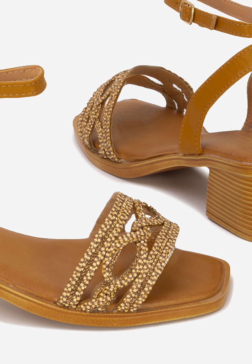 Sandale cu pietricele Elmara kaki
