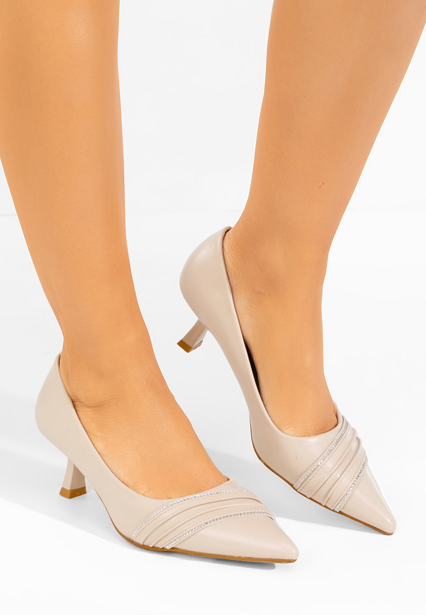 Pantofi cu toc mic Enolia bej