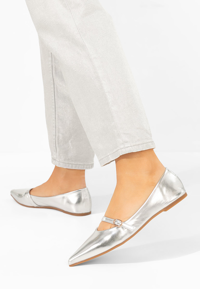 Balerini cu varf ascutit Izaura argintii