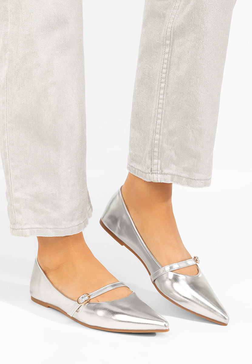 Balerini cu varf ascutit Izaura argintii