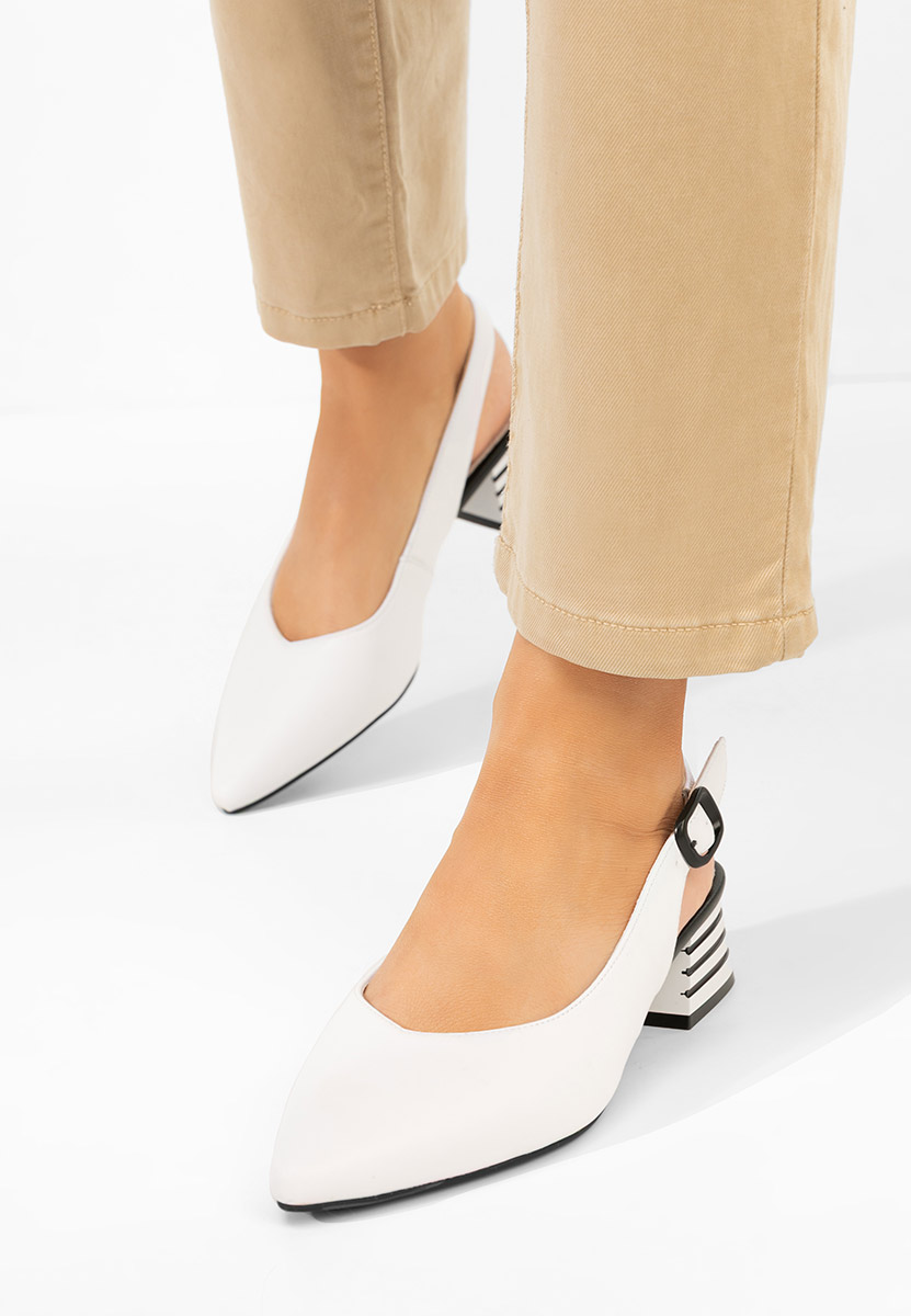 Pantofi slingback Ranina albi