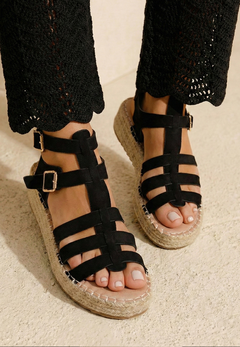 Sandale tip espadrile Sanjana negre
