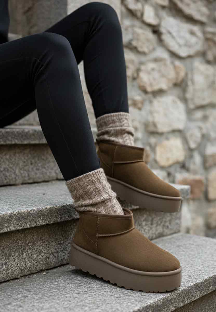 Cizme tip ugg Savieda maro