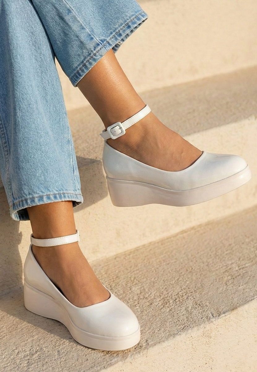 Pantofi casual cu platformă Evelyne albi