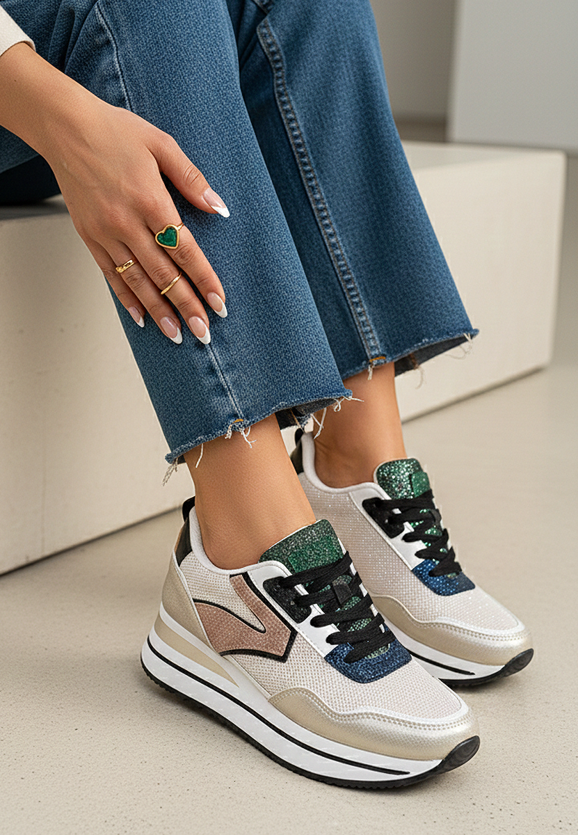 Sneakers cu platformă Tarika aurii