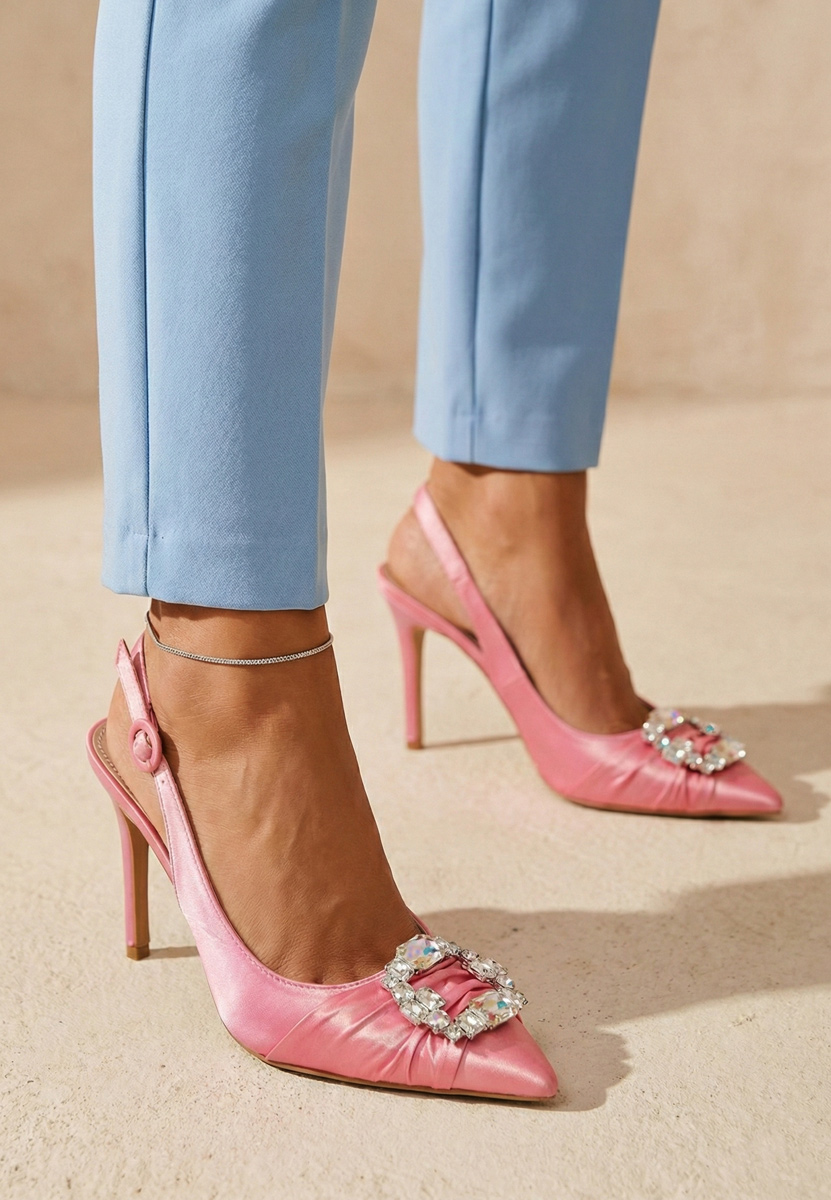 Pantofi cu pietricele Zorita roz