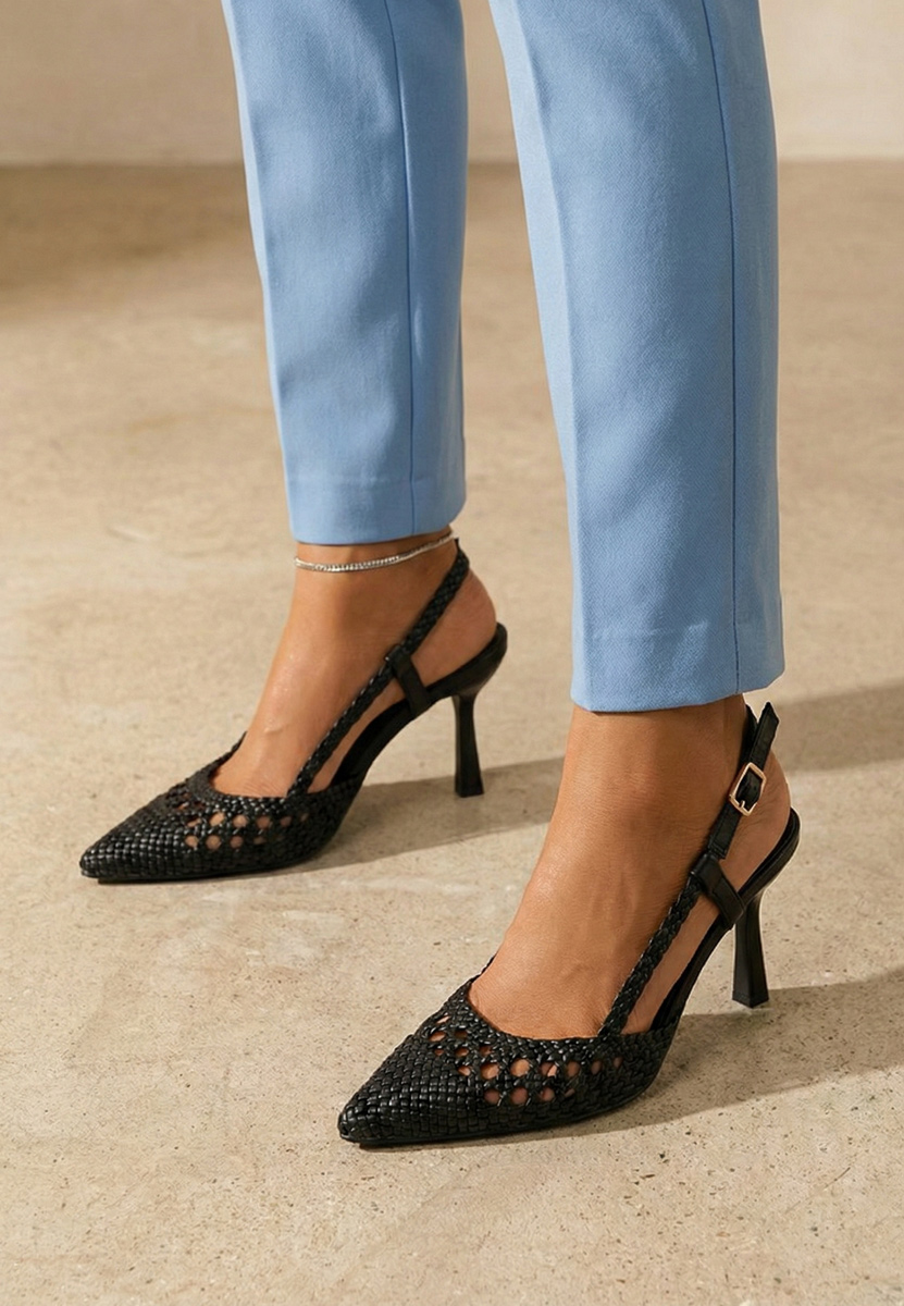 Pantofi stiletto slingback Heliosa negri