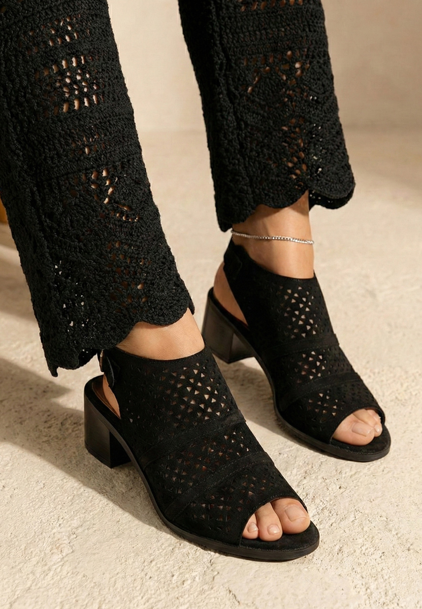 Sandale cu toc mic Skarlet negre