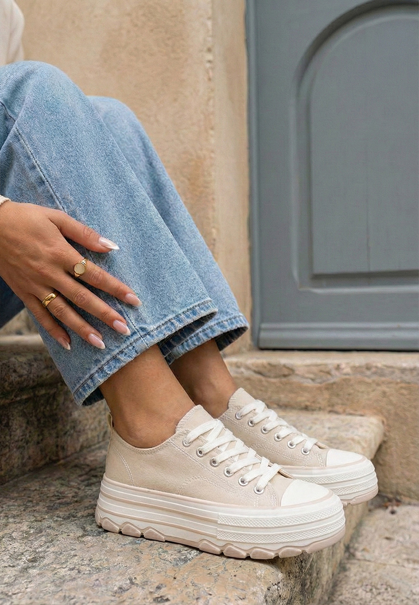 Tenisi cu platformă Zenoria bej