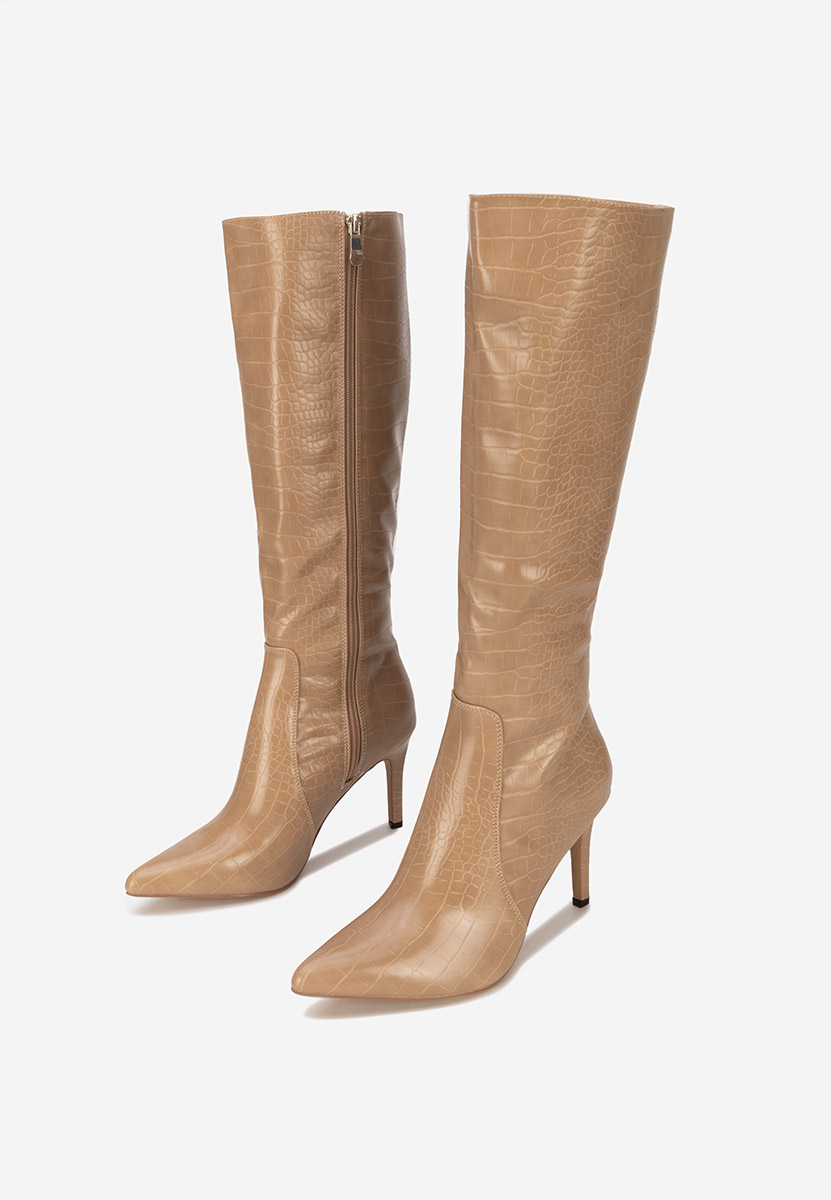 Cizme cu toc subtire Pandera nude