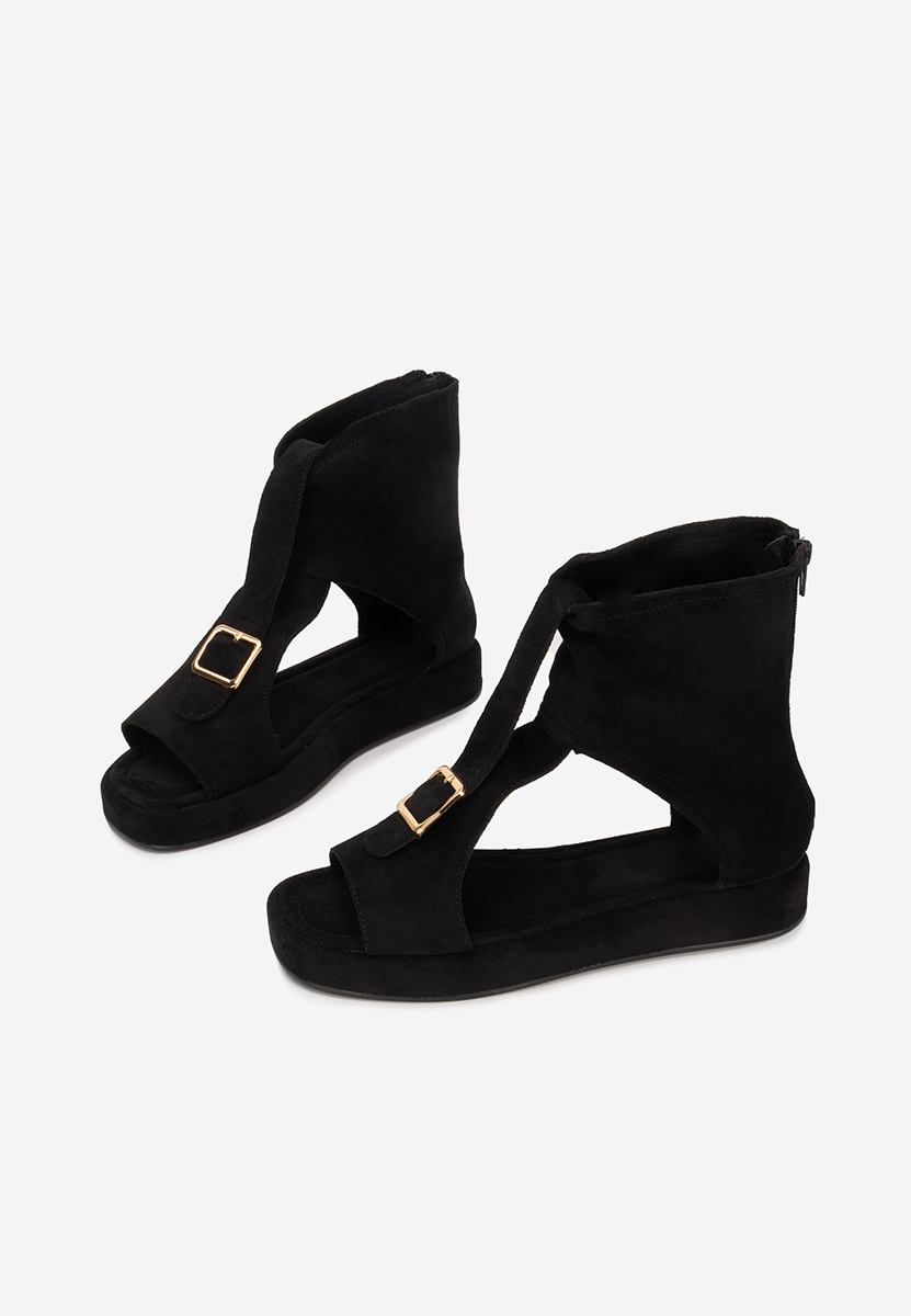 Sandale dama fara toc Petria negre