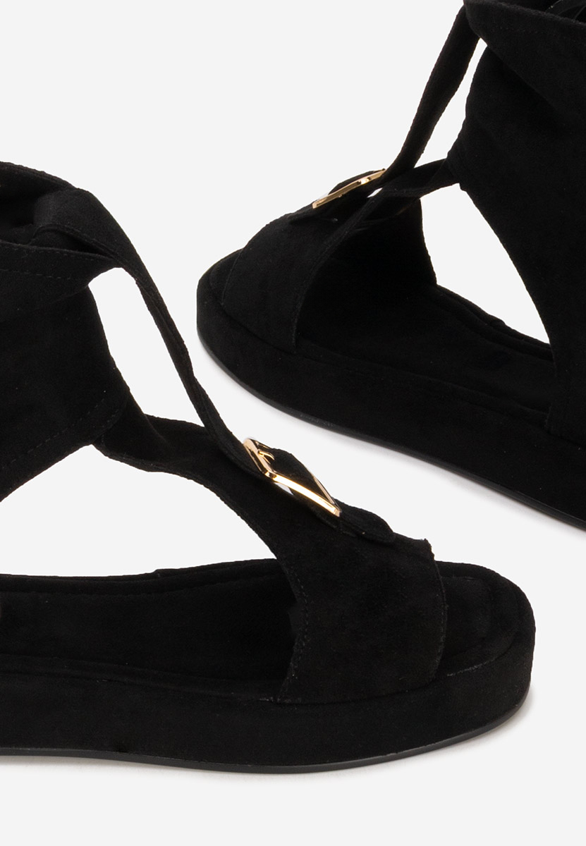 Sandale dama fara toc Petria negre