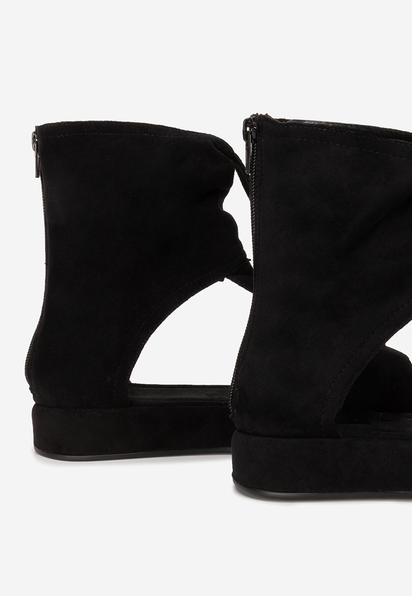 Sandale dama fara toc Petria negre