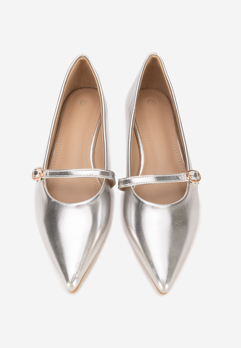 Balerini cu varf ascutit Izaura argintii