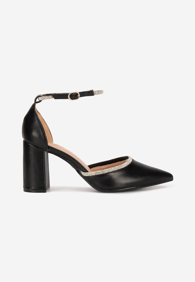 Pantofi cu toc gros eleganti Iustina negri