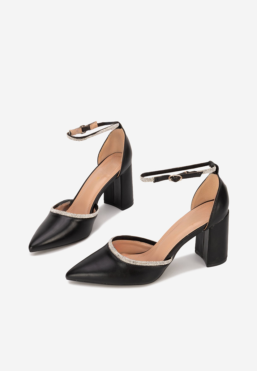 Pantofi cu toc gros eleganti Iustina negri