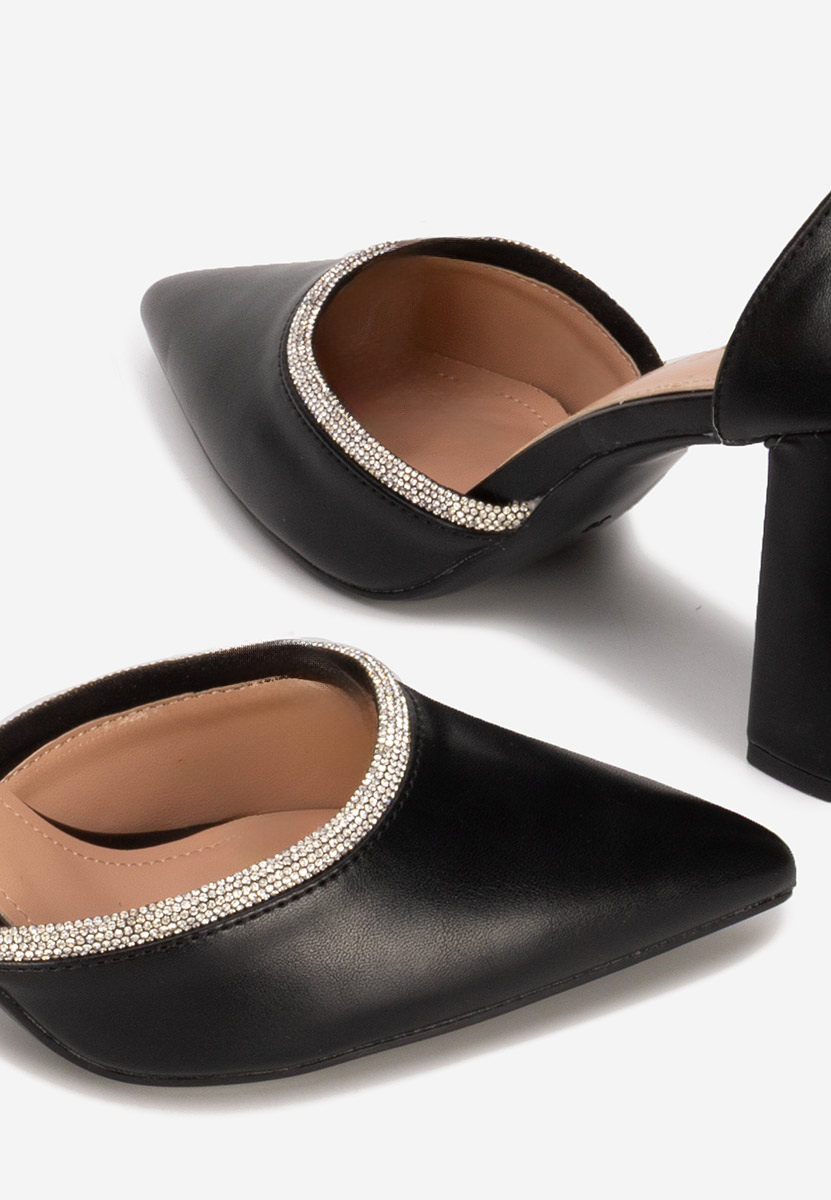 Pantofi cu toc gros eleganti Iustina negri