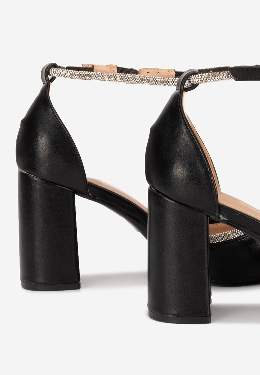Pantofi cu toc gros eleganti Iustina negri