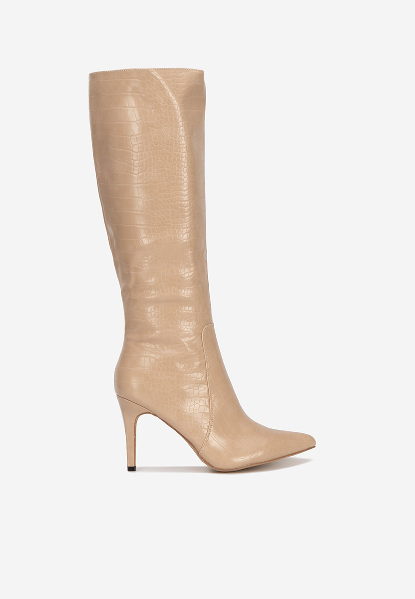 Cizme cu toc subtire Pandera bej