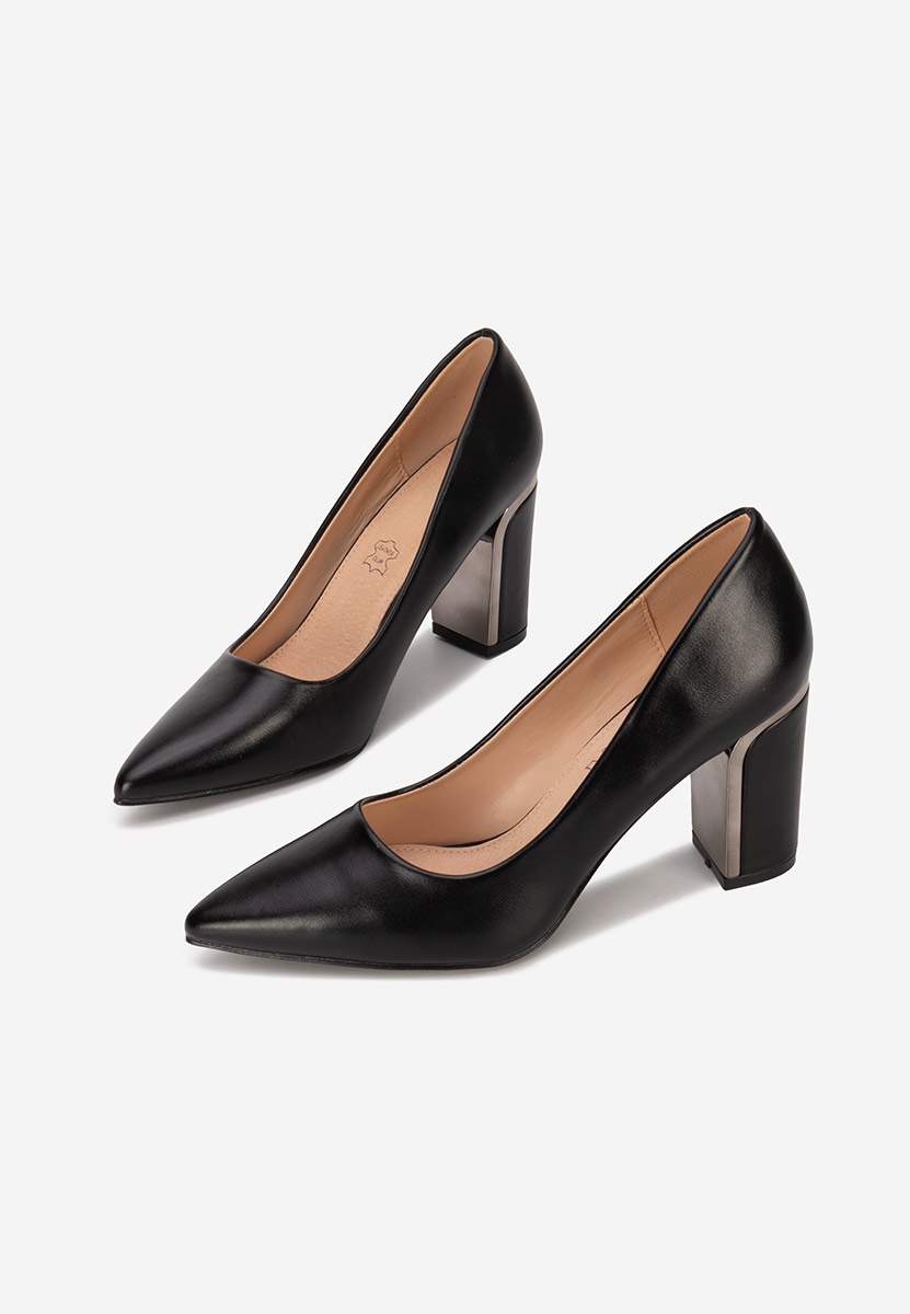 Pantofi cu toc gros Geoana negri