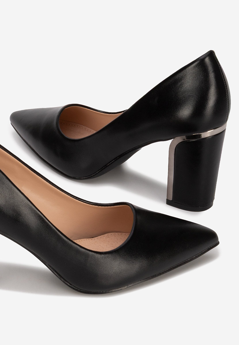 Pantofi cu toc gros Geoana negri