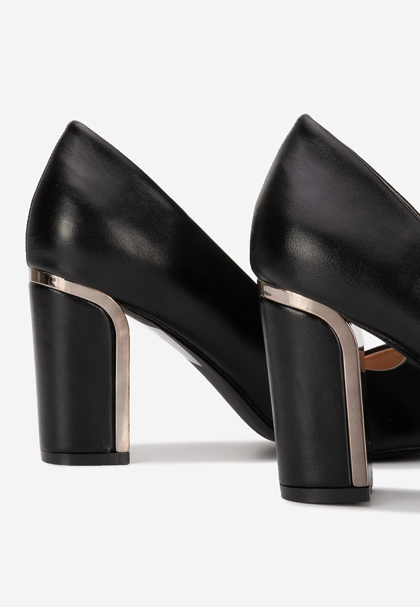 Pantofi cu toc gros Geoana negri