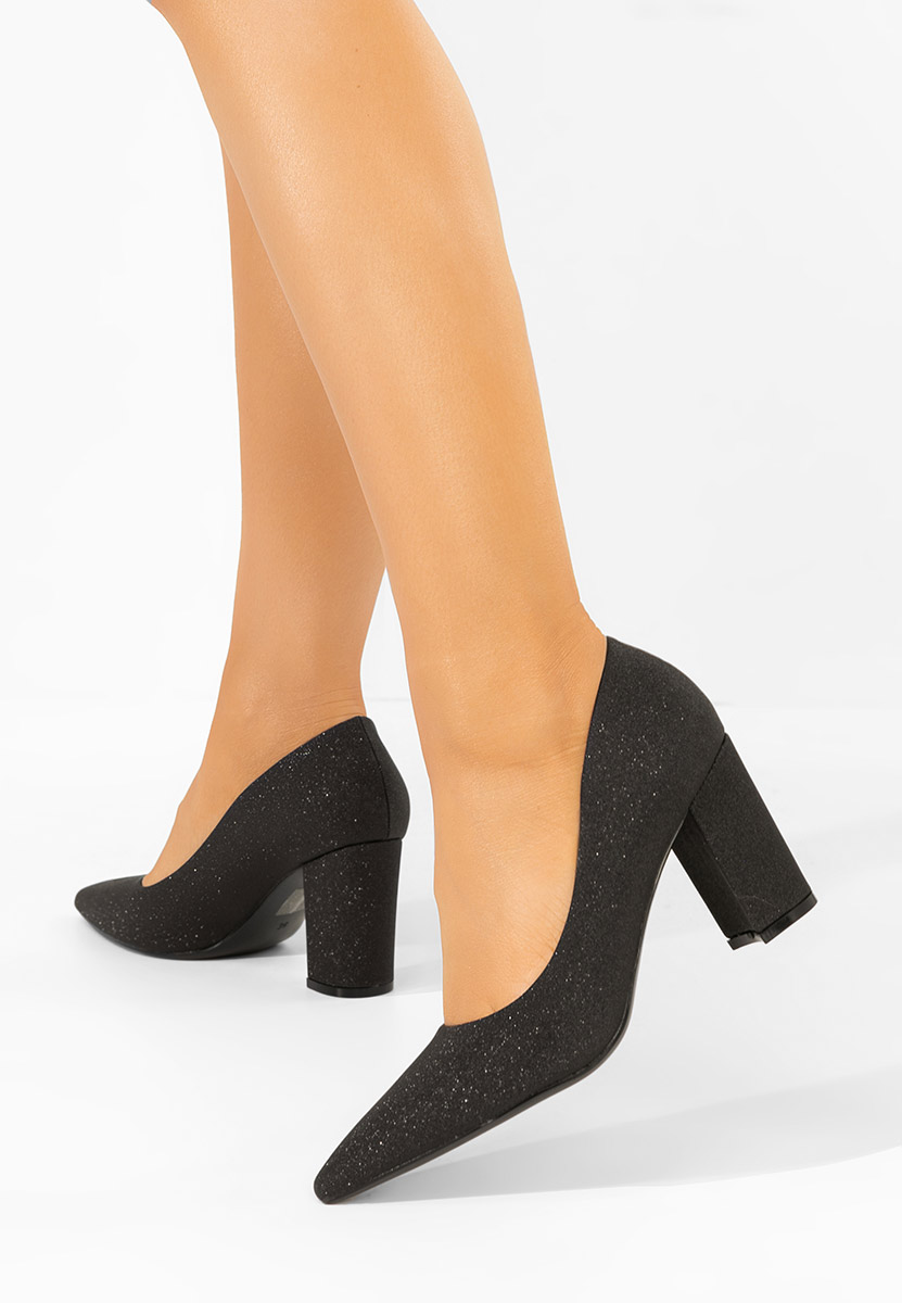 Pantofi cu toc gros Sineva negri