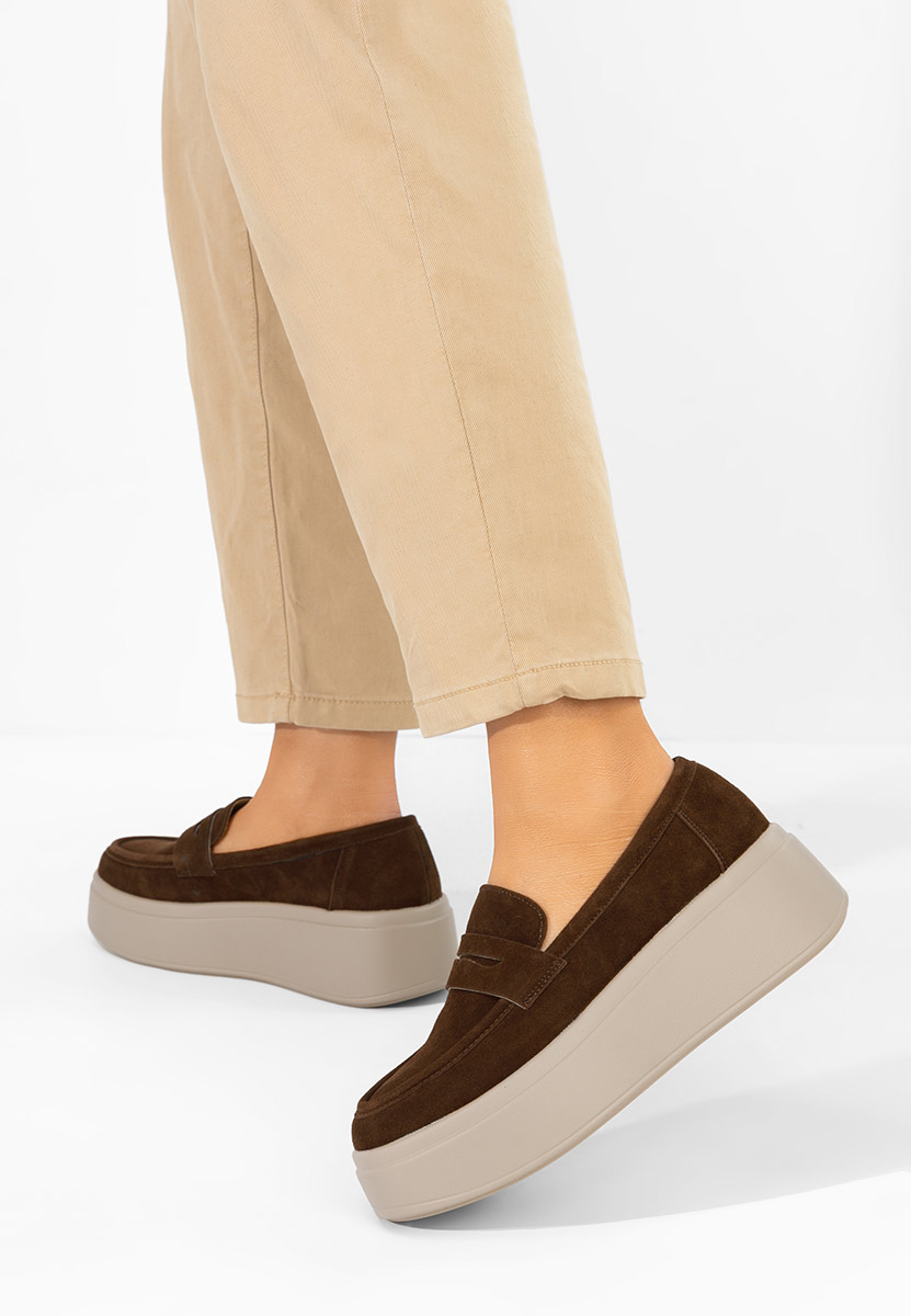 Mocasini cu platforma Herminia maro