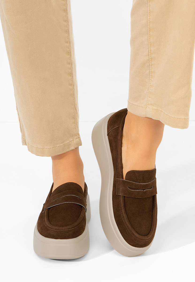 Mocasini cu platforma Herminia maro