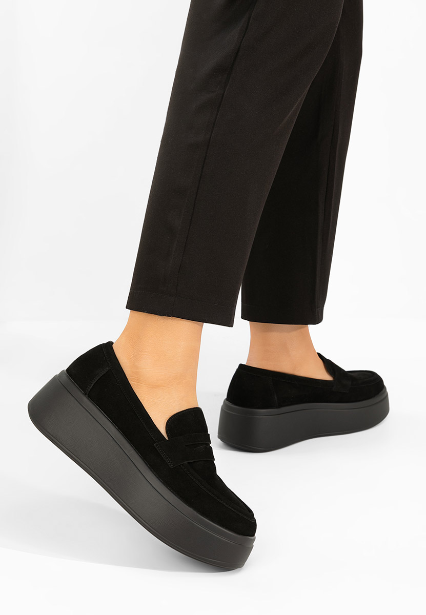 Mocasini cu platforma Herminia negri