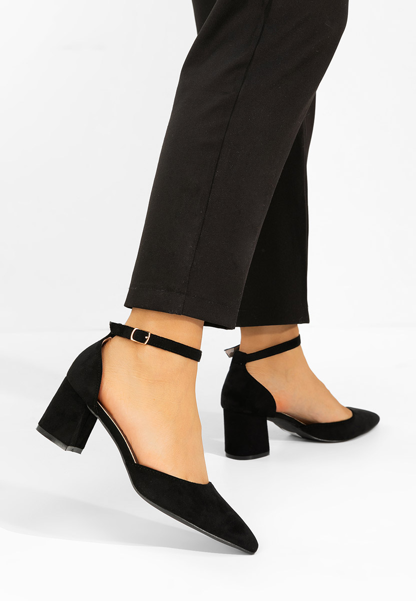 Pantofi cu toc gros Elrosa negri