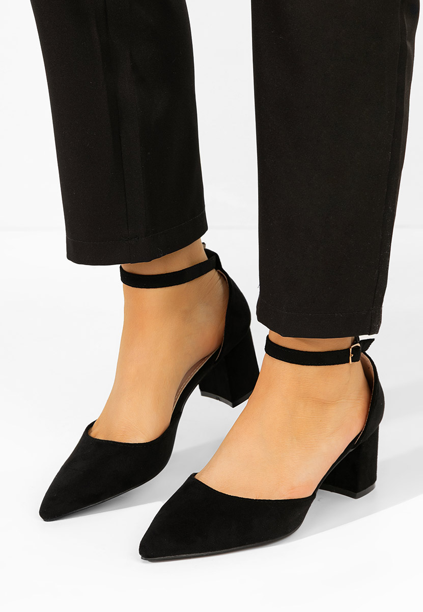 Pantofi cu toc gros Elrosa negri