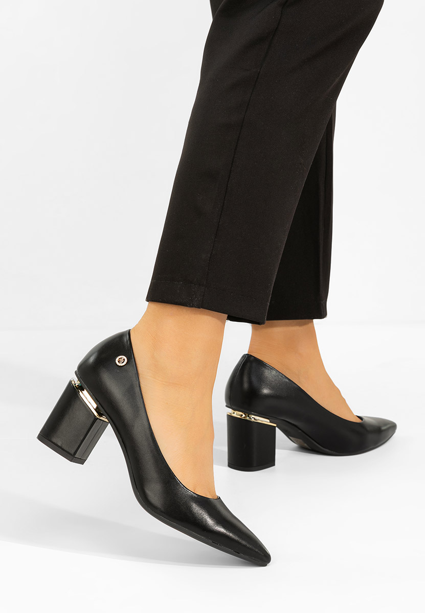 Pantofi cu toc gros Cezaria negri