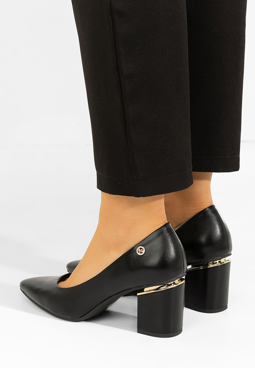 Pantofi cu toc gros Cezaria negri