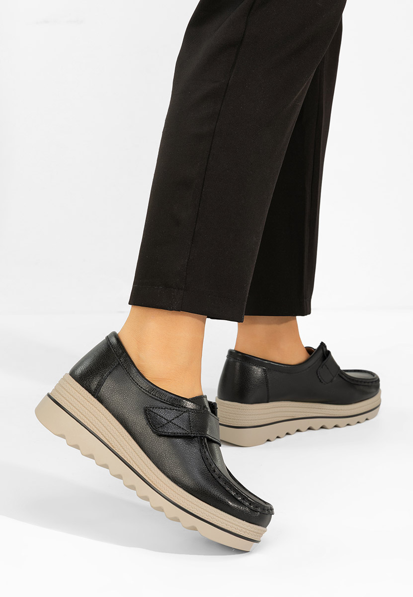 Mocasini dama cu platforma Hanina negri