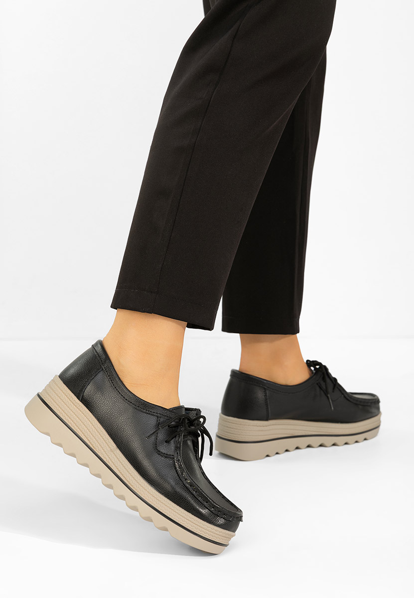 Mocasini dama cu platforma Evelinia negri