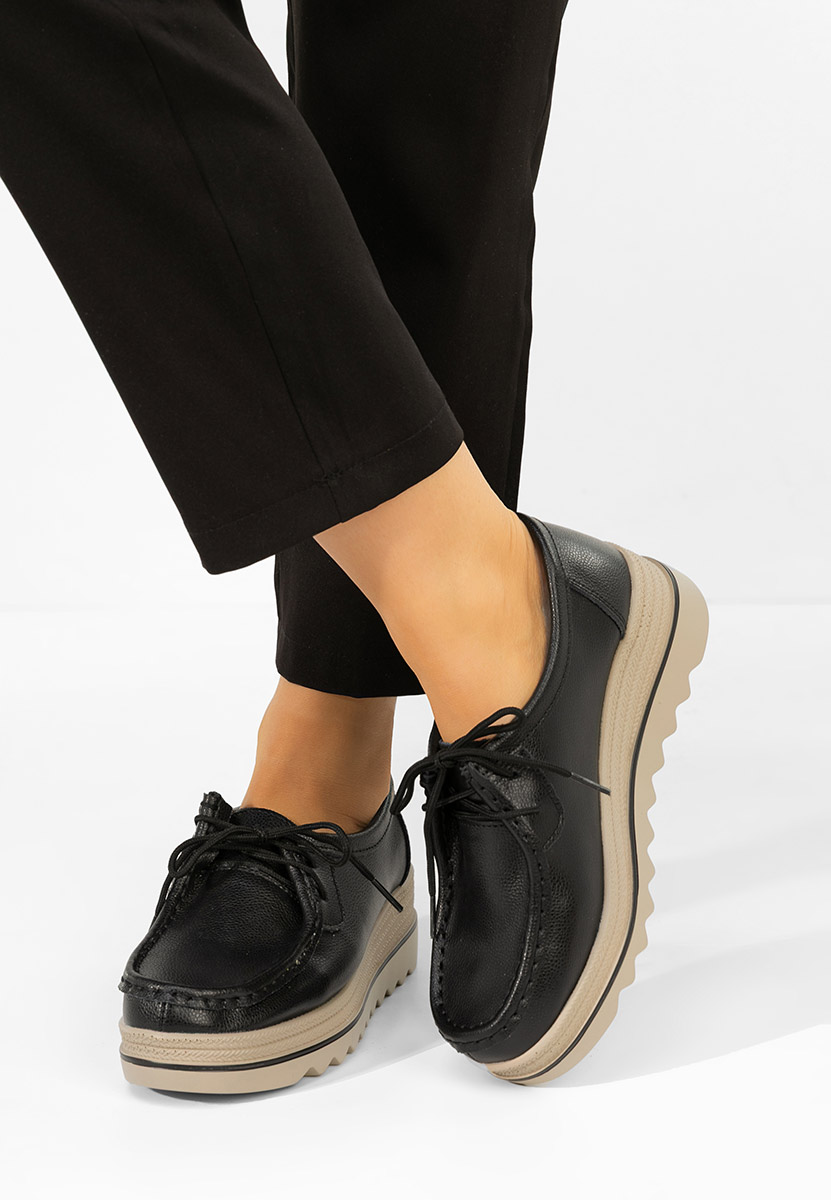 Mocasini dama cu platforma Evelinia negri