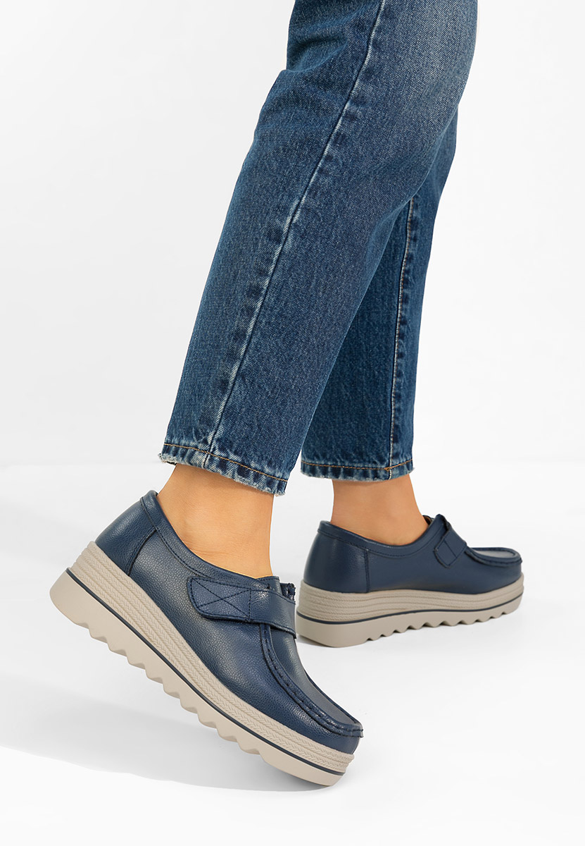 Mocasini dama cu platforma Hanina navy