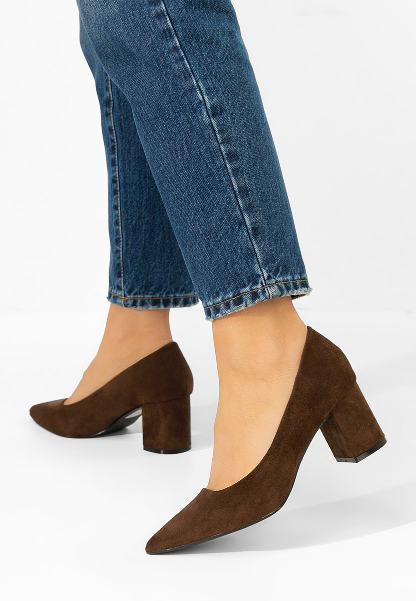Pantofi cu toc gros Jolenia maro