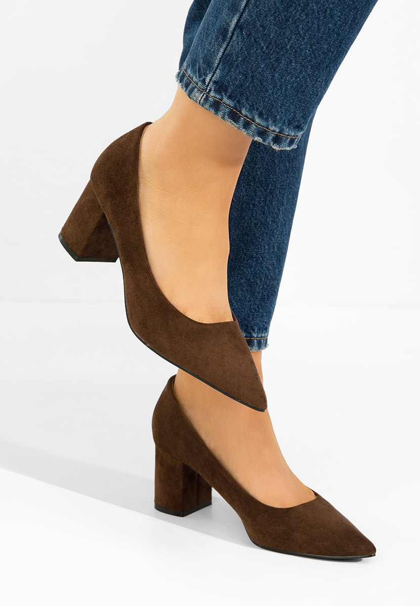 Pantofi cu toc gros Jolenia maro