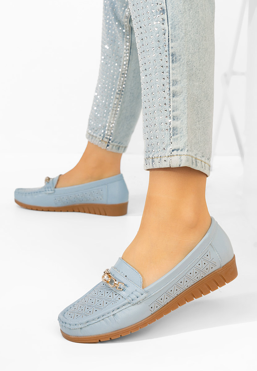 Mocasini dama piele Giona albastri