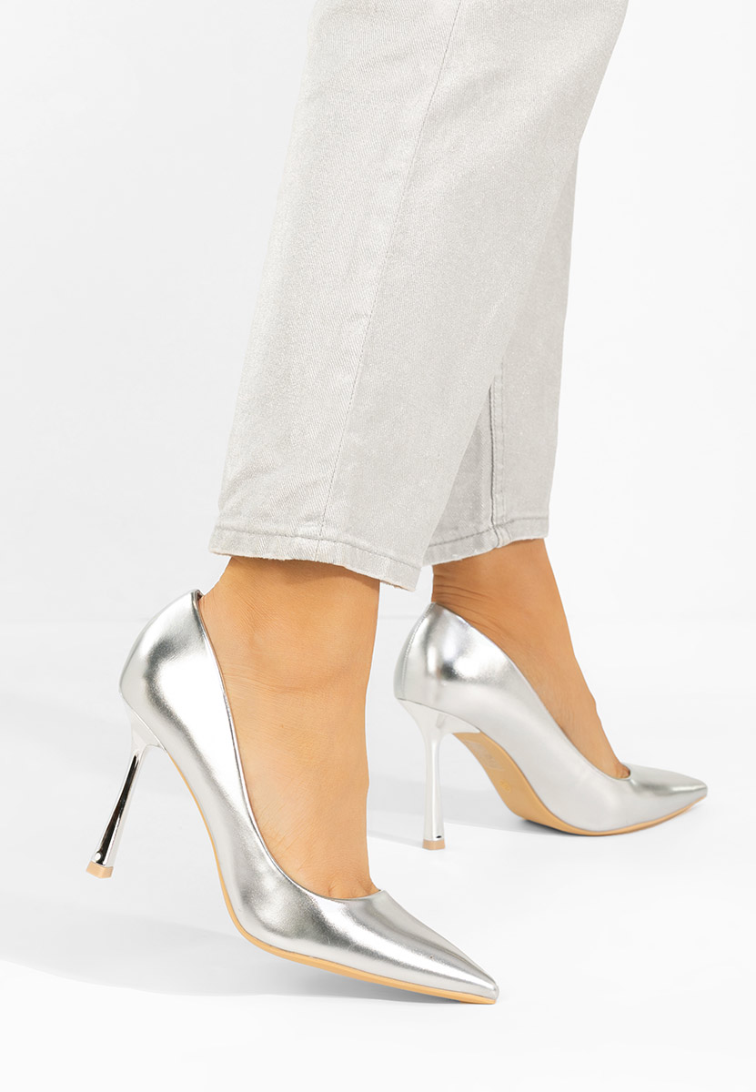 Pantofi stiletto Isabele argintii