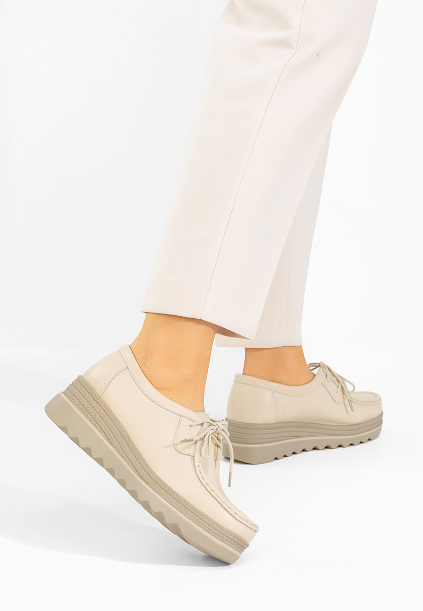 Mocasini dama cu platforma Evelinia bej