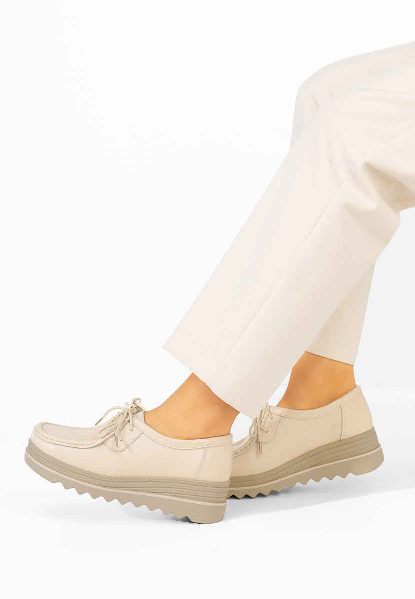 Mocasini dama cu platforma Evelinia bej