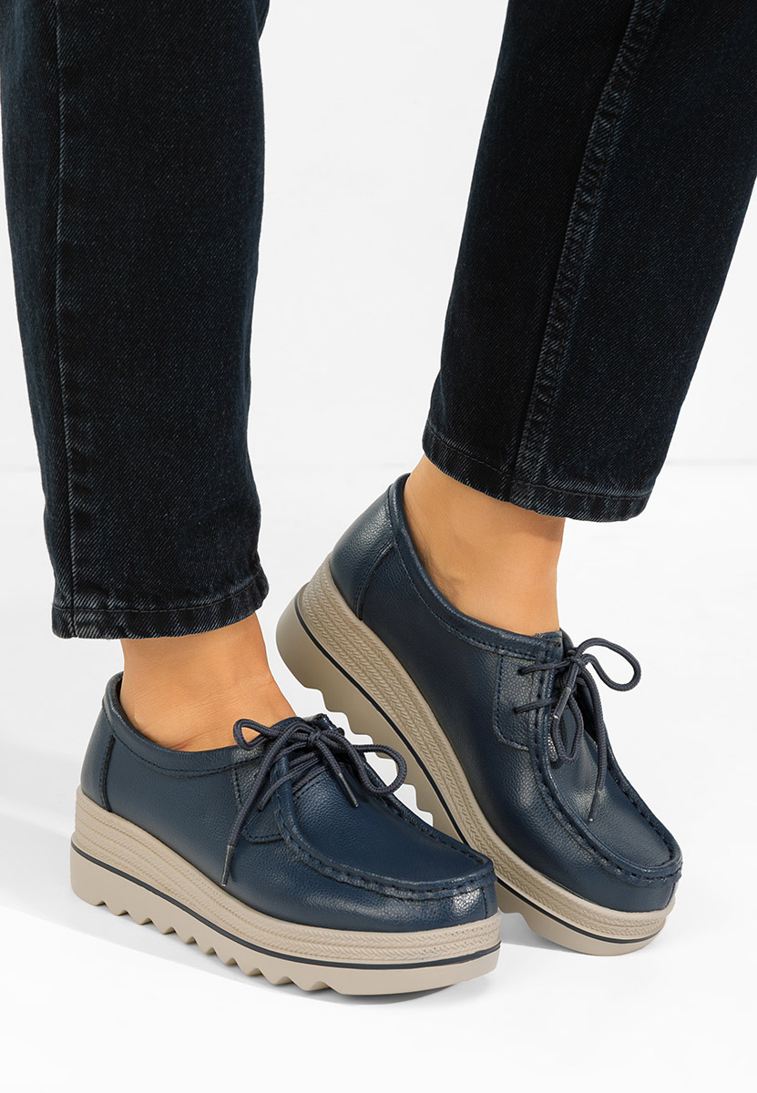 Mocasini dama cu platforma Evelinia navy