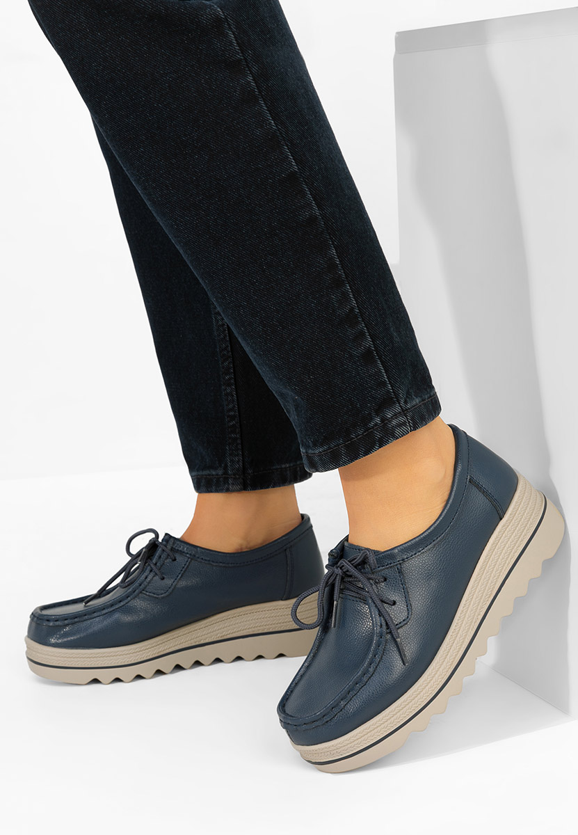 Mocasini dama cu platforma Evelinia navy