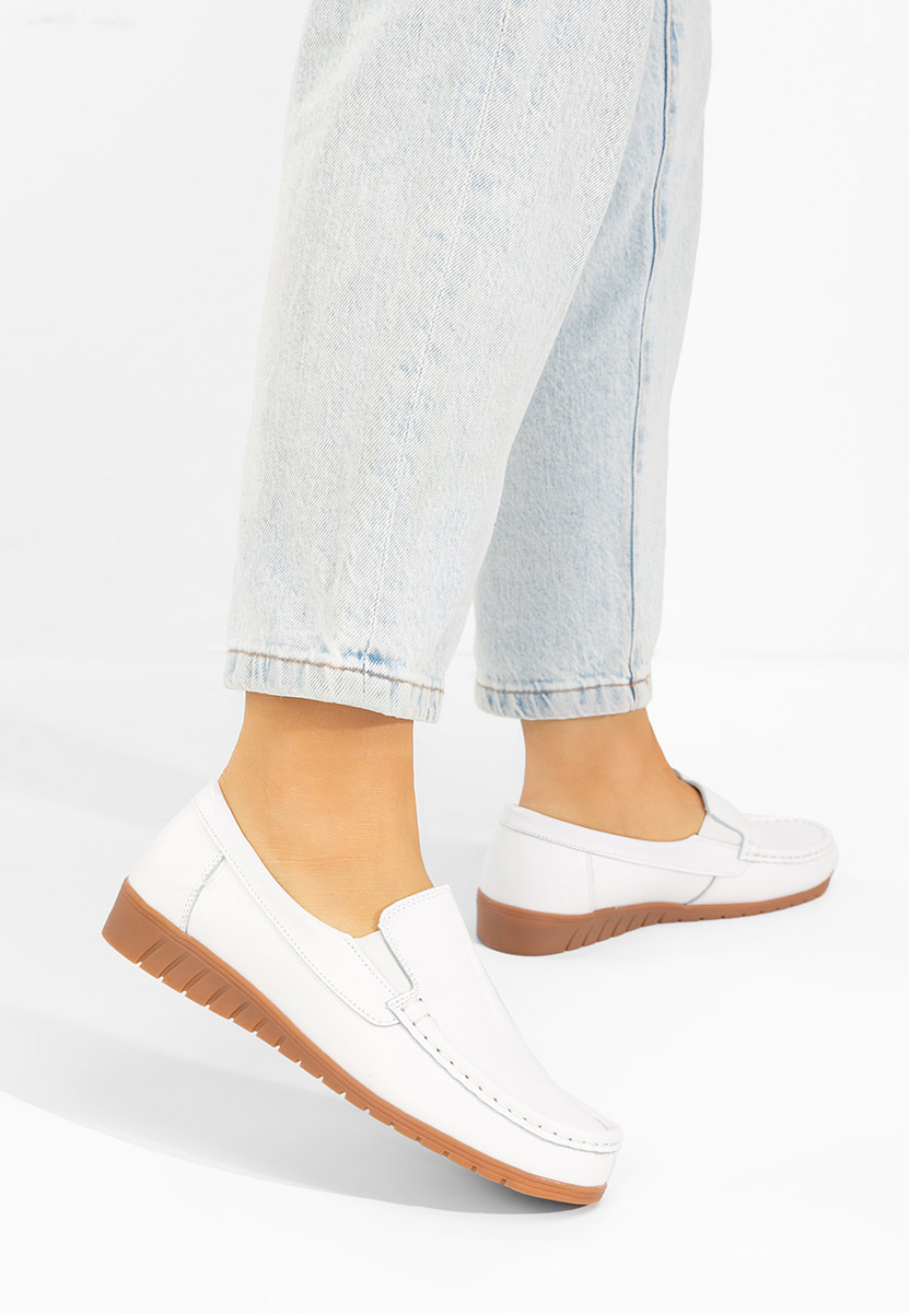 Mocasini dama piele Panoma albi