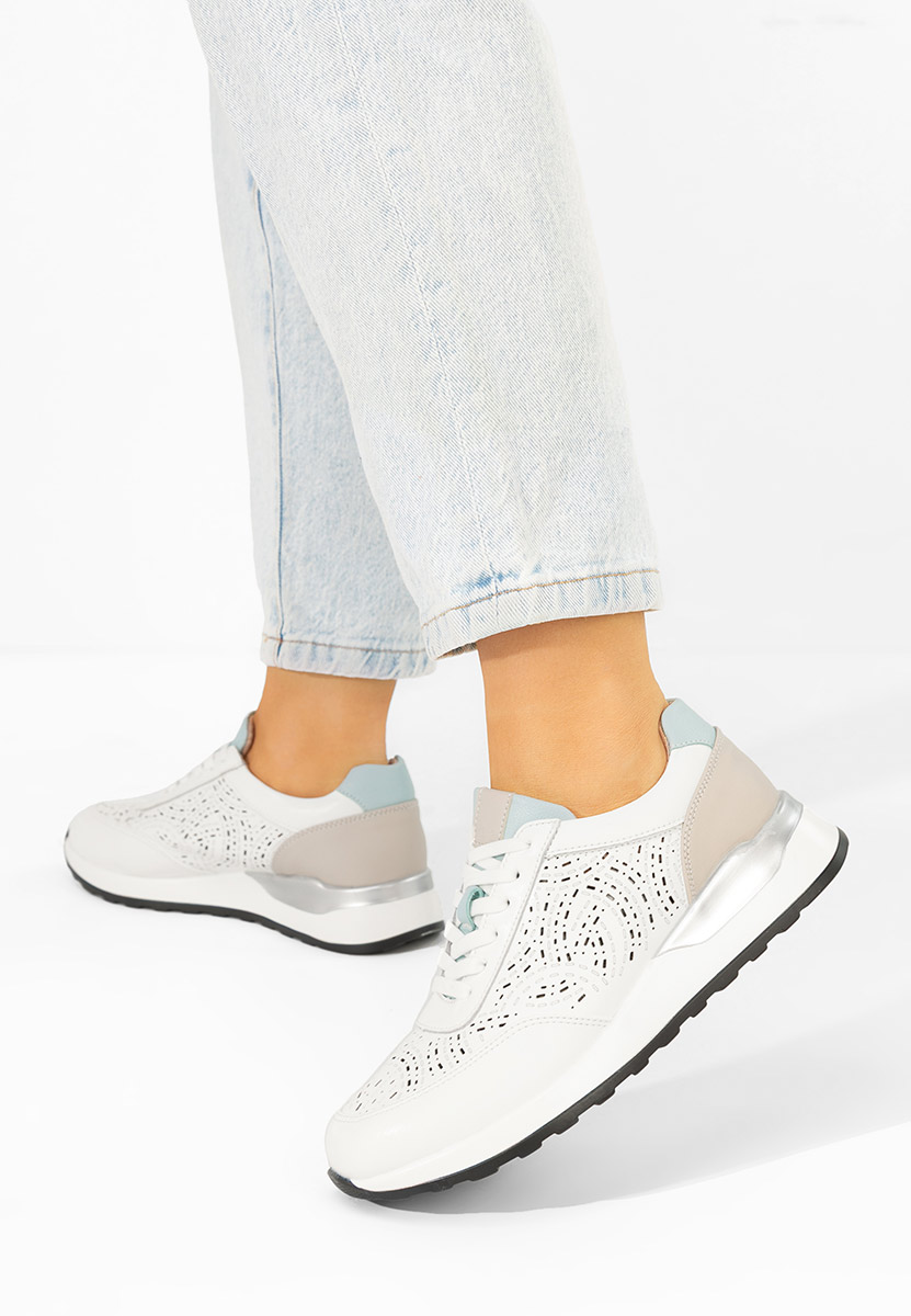 Sneakers dama piele Ellania albi