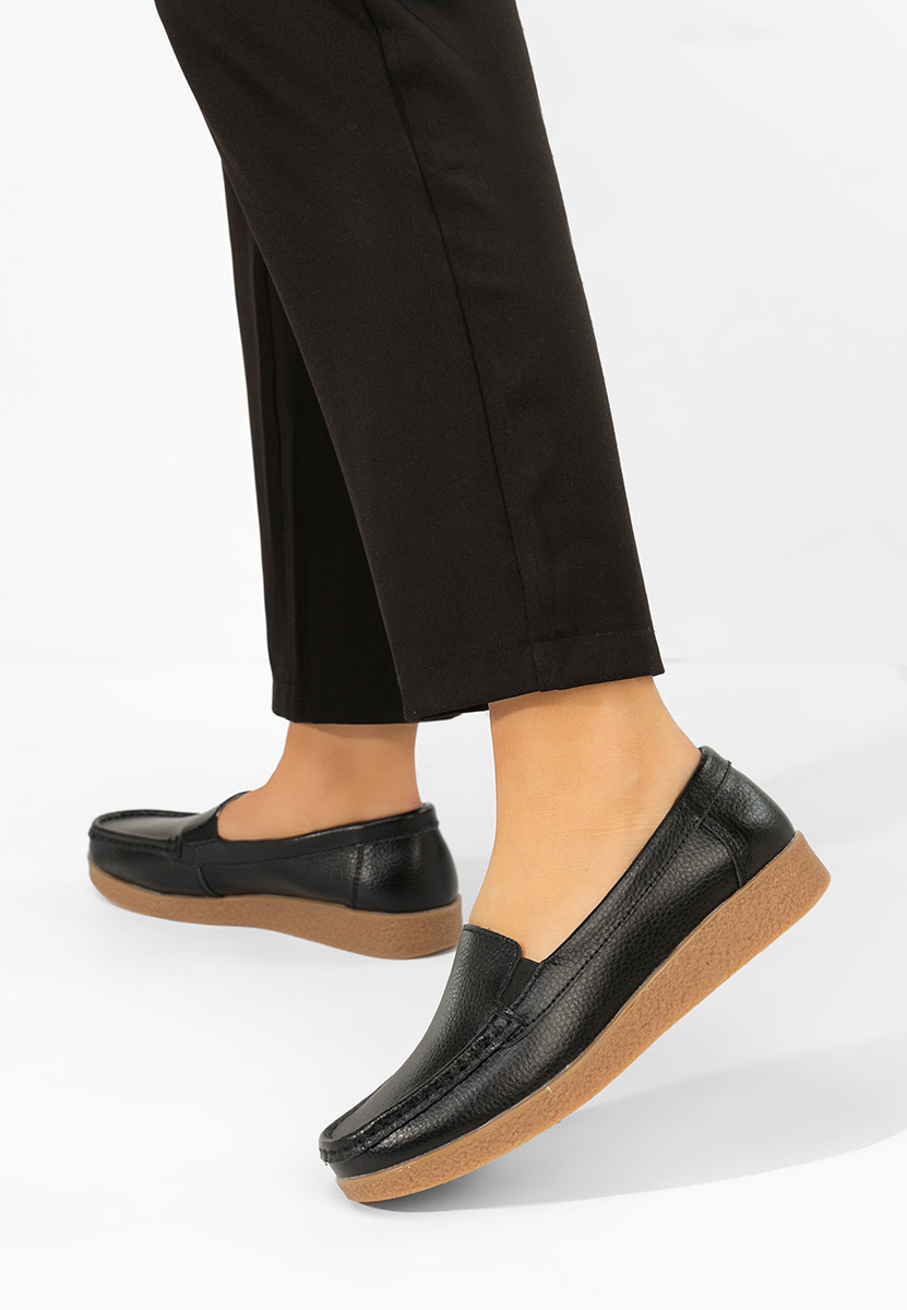 Mocasini piele naturala Nerida negri